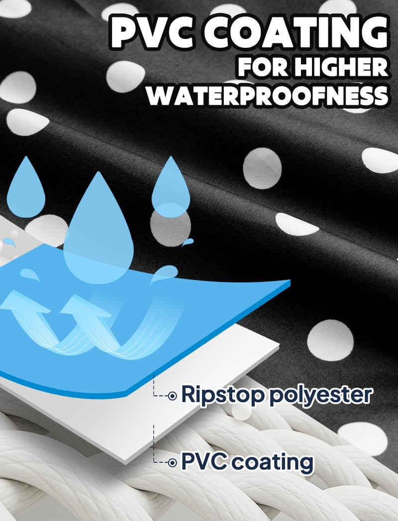 ANYOO Waterproof Rain Poncho Lightweight Reusable Hiking Hooded Coat Jacket for Outdoor Activities(Dot-Black) One Size - Image 3